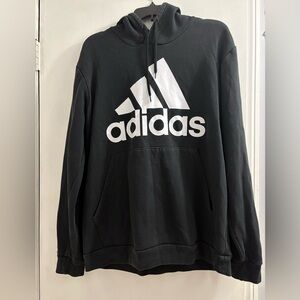 adidas Black Hoodie with White Trefoil Logo